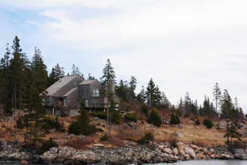 Houses near Vinelhaven, off the shore of Rockland, Maine, where we honeymooned. I loved the architec