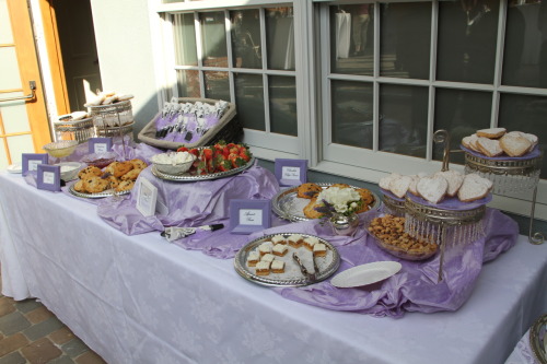 Our cake and some of the food tables at our wedding reception! 