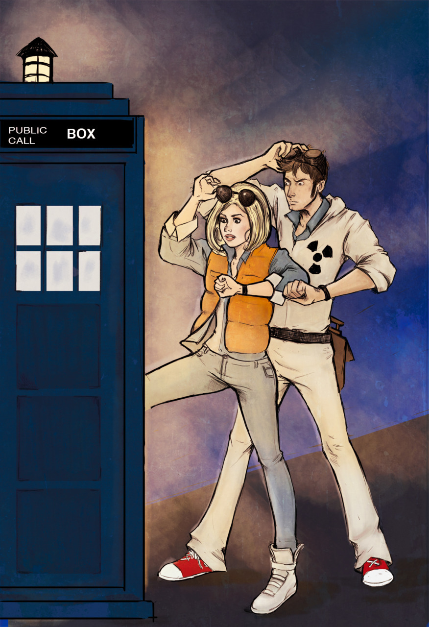 ratgirlstudios:  Back to the Future- Doctor Who crossover.  Started off as a doodle