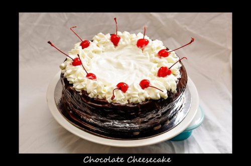 Chocolate-chesecake  with cherries on top!