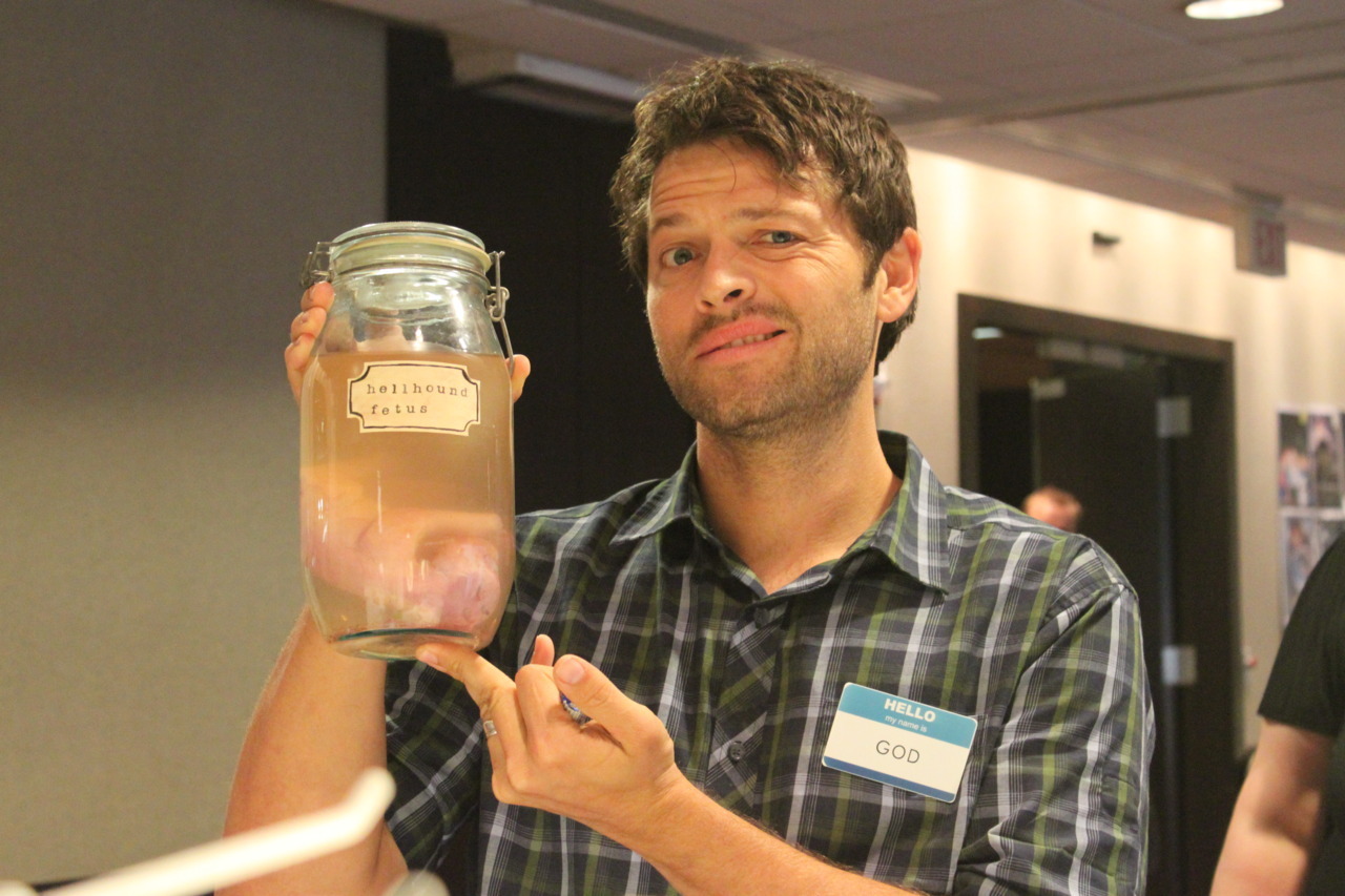 youbettersuitup:  deansprite: WE GAVE MISHA THE HELLHOUND FETUS that i sculpted He