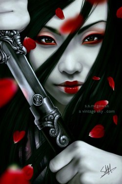 Samurai girl portrait of a girl II por lolita-art http://www.golpevisual.com.ar/diseno-grafico/40-maravillosos-retratos-digitales.html http://digital-art-gallery.com/picture/9726