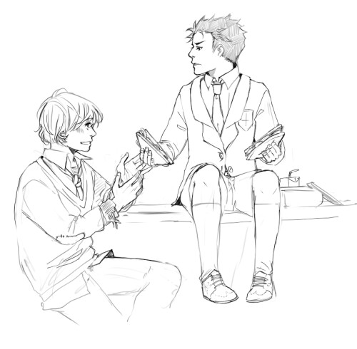 kaciart:Gotham High shit again 8DDDamian in his private school uniform and Colin in his public schoo