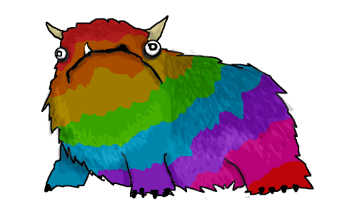 shujinkakusama:  lgbtlaughs:  “alot of gays” [Edited image of a rainbow Alot from Hyperbole and a Half]  Alotssssssss. 