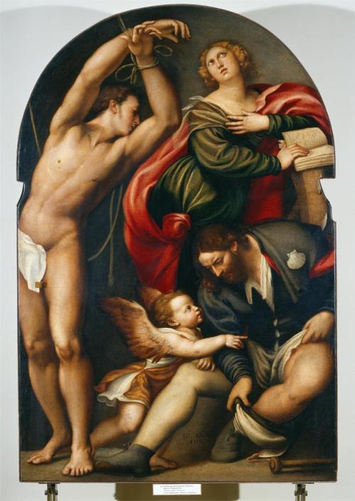 necspenecmetu:  Giovanni Antonio de’ Sacchis (Il Pordenone), Saint Sebastian, Saint Roch and Saint Margaret, 1532 