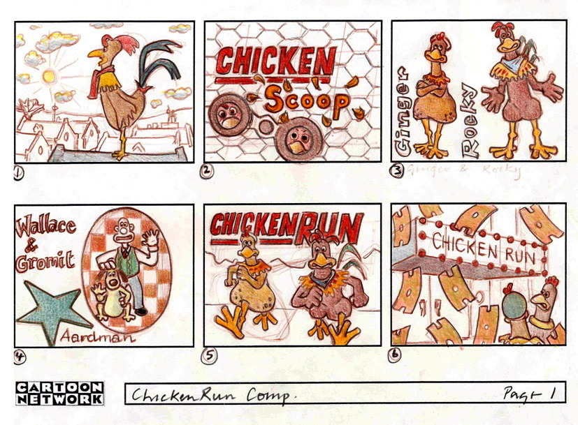 Storyboards by Mark Rafter — Cartoon Network - ad / Chicken Run film promo