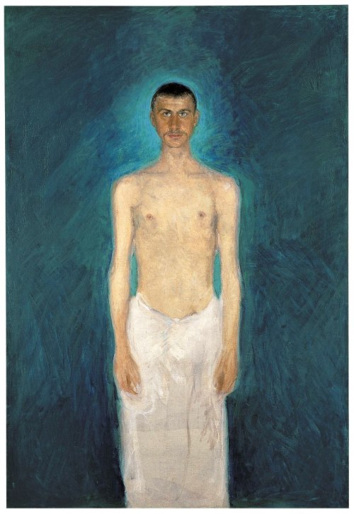 thecabinet:  Richard Gerstl, (1883-1908) (1904-1905) Self-portrait, half-nude on a blue background (Leopold Collection, Vienna) 