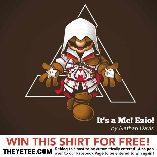 This rad Mario Bros / Assassin’s Creed mash up shirt design by Nathan Davis is on sale at TheYetee for $11 until August 19th.
Get a chance at winning it for free by reblogging this post or go to TheYetee’s Facebook page for another way to win!...