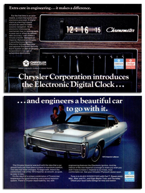 1973 Chrysler Imperial with a groundbreaking &ldquo;digital clock&rdquo;