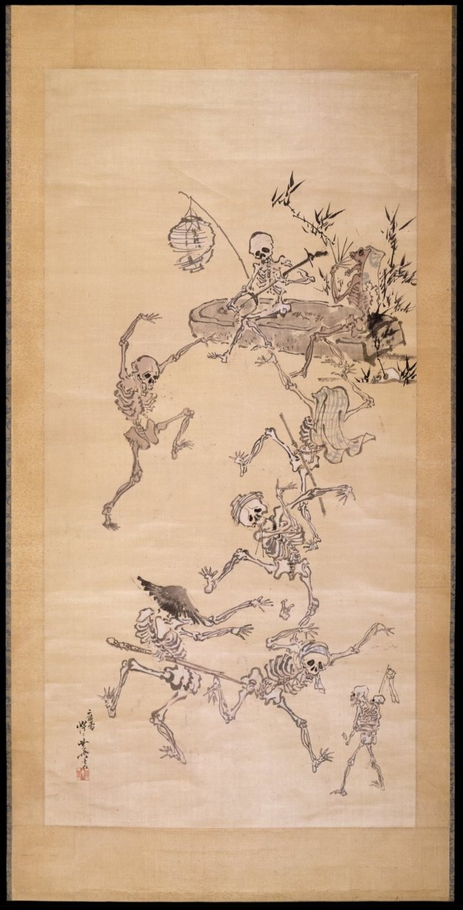 yajifun:  painting / hanging scroll / Kyosai 骸骨図　河鍋暁斎　1871～1889年頃