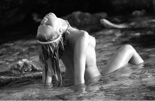 Porn photo Erotic Art - lying naked in a creek 3
