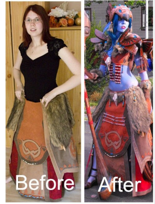 epic4chan:  Cosplay done right. Before and after shot.  画 