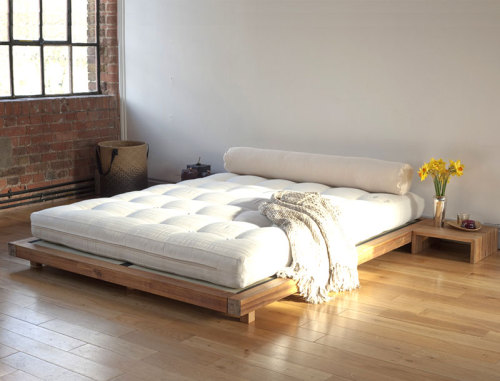 Black leather platform bed