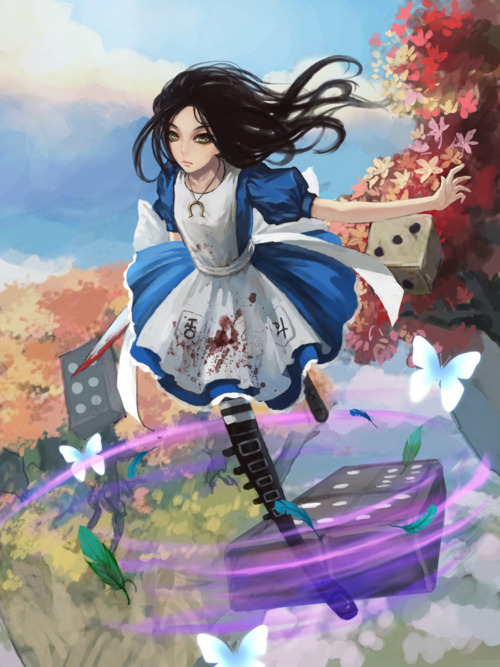 ninjascones:  Calm down, Alice… It’s only a dream.Damn I adore the oufits American McGee’s Alice got in Madness Returns. I’d love to cosplay in the original costume (the last one in this set) one day. For a convention or for Halloween, don’t