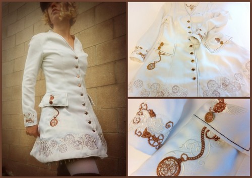 DIY Steampunk Embroidered Coat - well the ebroidery part (she found the coat at a clothing swap). Fr