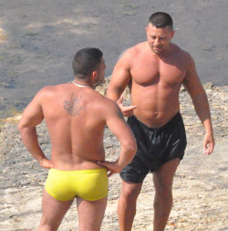 manhood:  Those swimming trunks are about to burst 