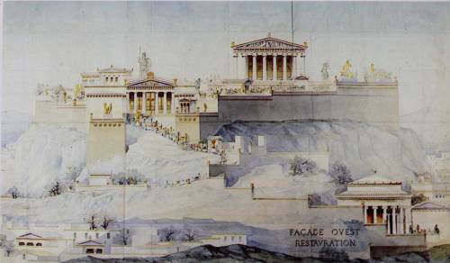 archimaps:Marcel Lambert’s hypothetical reconstruction drawing of the Acropolis in Athens in 1877