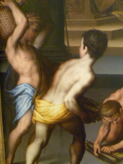 vaxhuvuden:  Detail, Martyrdom of Saint Lawrence.