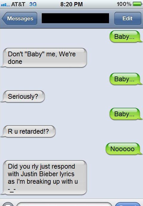 Funny break up text fails