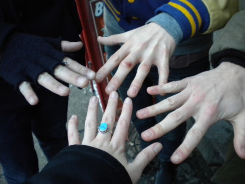 the-vaccines:Andrew, Will, Ben, and a fan’s hand.