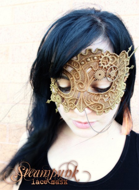 DIY Machine Embroidered Steampunk Lace Mask. Now I do not have a sewing machine that does embroidery