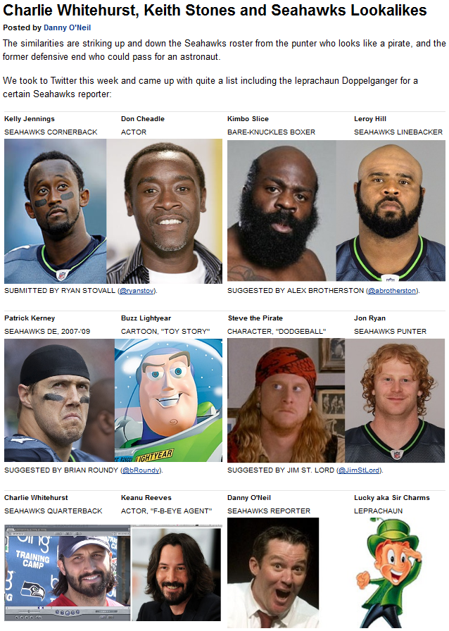 I married the Lucky Charms leprechaun. Seahawks lookalikes from Seattle Times reporter @dannyoneil