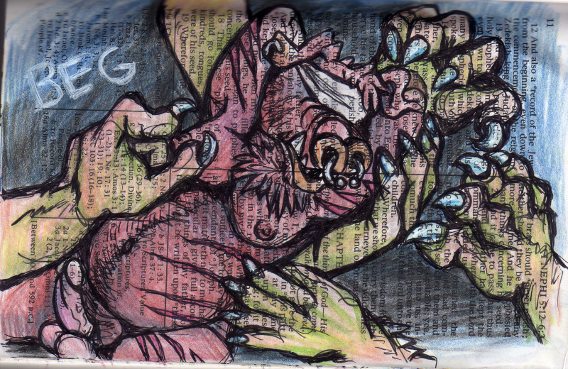 vandergrafvanny:  Another defaced page of the Book of Mormon, part of a series etc