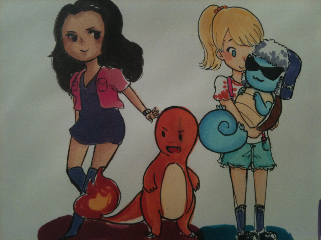 staeluss:  lapifors:  Pokemon Trainers!Brittana. Charmander’s eye wasn’t smudged,