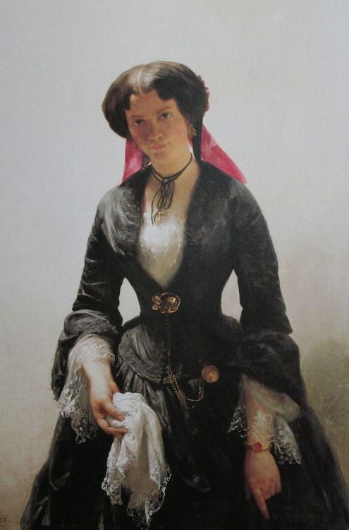 missfolly:Bertha Schlatter (detail), the artist’s bride, by Rudolf Koller, 1855