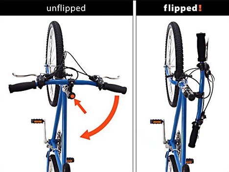 chirosangaku:  TreeHugger - Clever Design Turns Bike Handlebars 90°, Makes Storage in Tight Spaces a