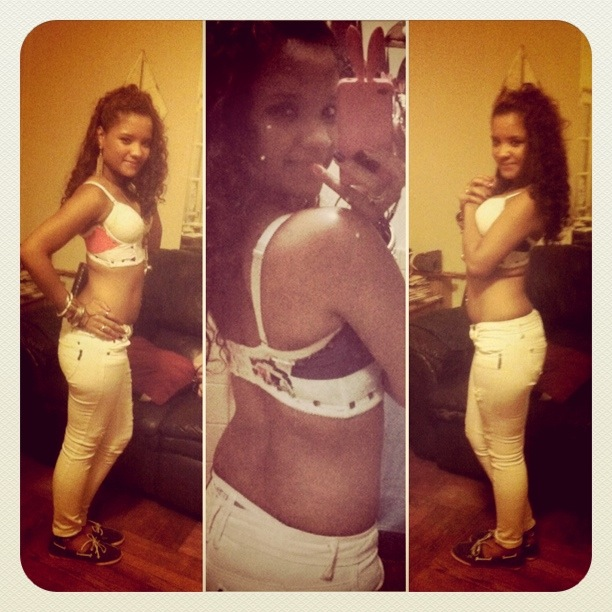 Wearing the corset I made. Dominican all day.
