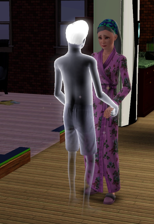 simsgonewrong:  This isn’t a glitch but it broke my heart. My grieving elder