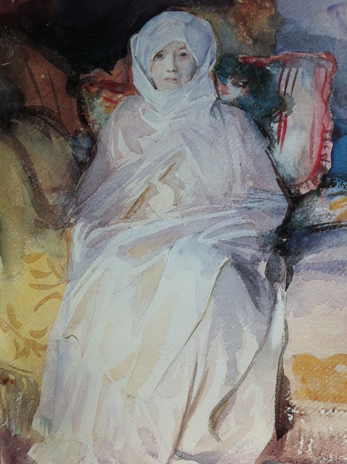 Mrs. Gardner in White (watercolour on paper, 1920) by John Singer Sargent.