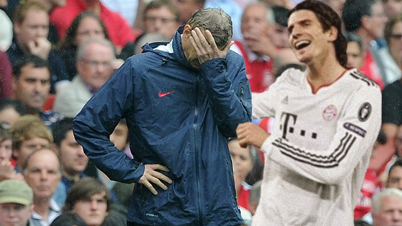 Not even prancing Gomez can cheer poor Arsene up…