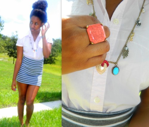 olivexbranch: Stripes and Collars shirt: Goodwill skirt: Plato’s Closet. hello school :/  