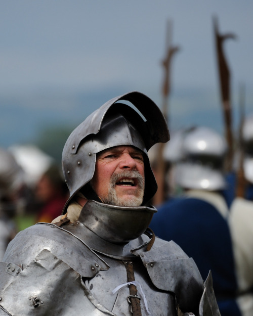A Knight in a re-enactment of the Battle of Tewkesbury. The battle took place on 4 May 1471 and was 