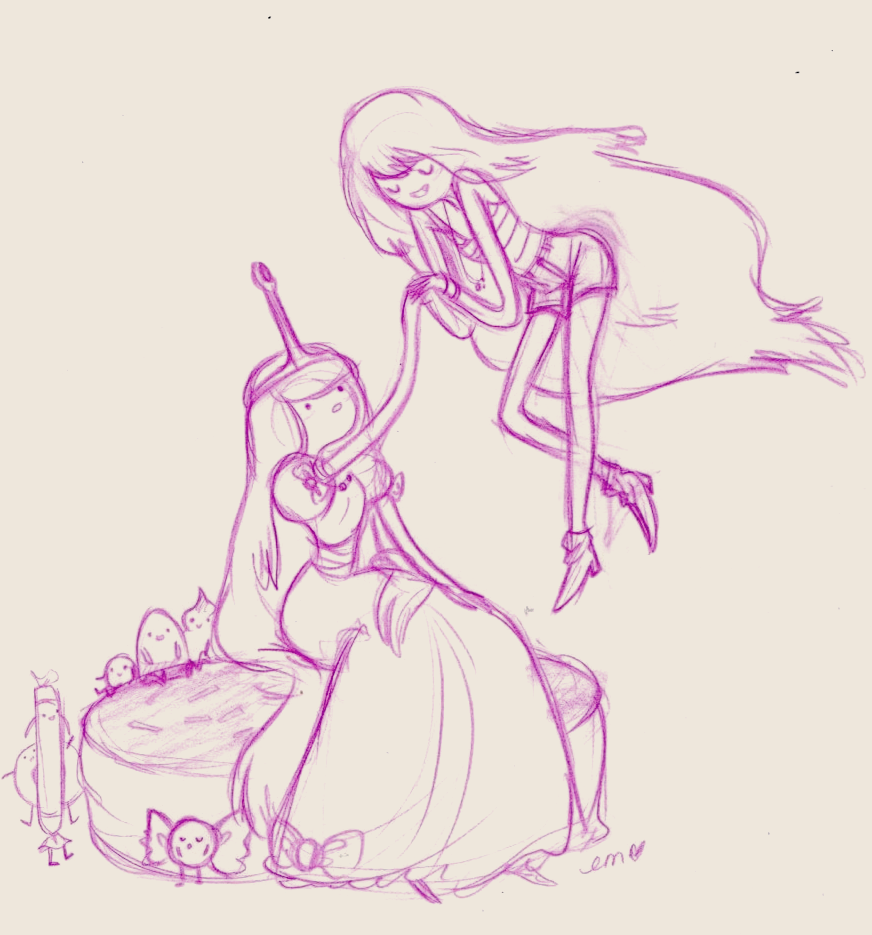 shaburdies:   WIP! drew this at work for my bestie, angie….. we love PB and marceline!!!!