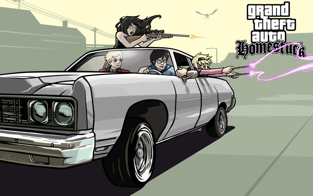 elendraug:  lionstroke:  I needed a new desktop background, so I made this GTA Homestuck