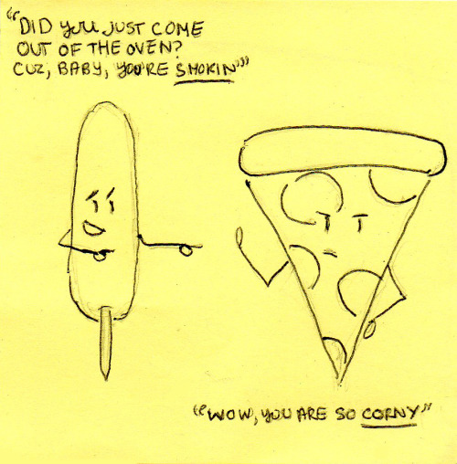 doodles-on-a-sticky:The Corndog and the Pizza and the Unrequited Love