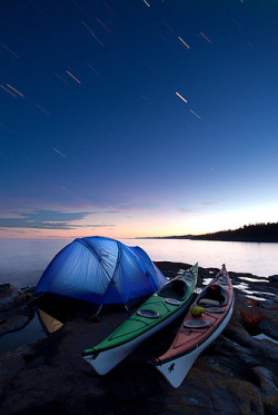 lori-rocks: Kayak Camping Under Startrails ,  By Bryan Hansel      wish someone would do things like this with me&hellip; universe above n below us, life all around