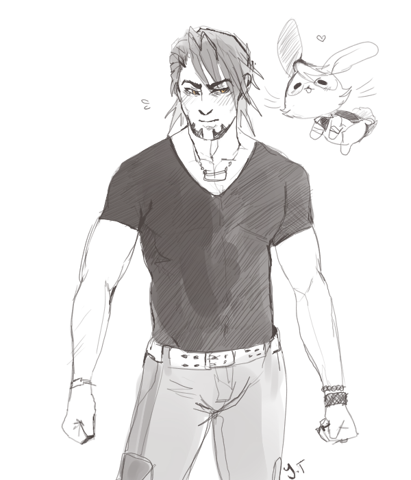 yummytomatoes:  Tig doesn’t like how tight the shirt is LOL BUT BUNNY-BUNNY LOVES