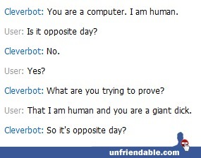 rumbleroarforever:
“ Cleverbot 1 Human 0
”