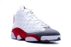 bestofjordans:  The  Air Jordan 13 (XIII) Retro - White / Team Red - Flint Grey  were released on January 22, 2005, and retailed for 贶.  The official  color labels them as “team Red”, but in person, they’re much darker.   The feature a white,