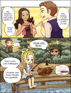 maikister:  Brittana(?) + Kurt comic,  commissioned! (as in, script by my commissioner, drawn by me) EDIT: Whoops, it seems I’ve confused a lot of people. Santana’s ‘fishing’ Brittany with a black underwear as the bait. Sorry about it being hard