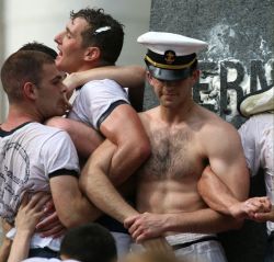 Hairy chest, legs,Beard and Mustache.