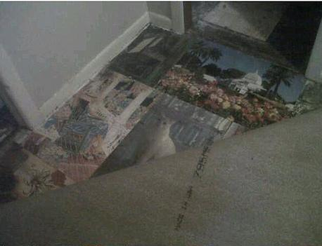 dadz0ne:   “My friend went to tear out her carpet in the house she bought, hoping to find hardwood floors she could refinish… well, instead she was greeted by puzzles. Hundreds of them, glued to the floor!”  there are bodies under those   I would