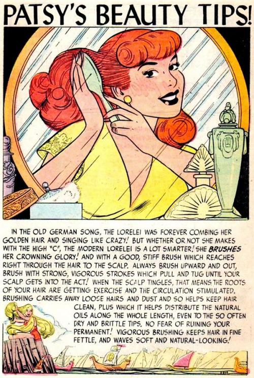 comicallyvintage:Comically Vintage Top Tip: Singing and combing is a beauty no-no!(don’t say w