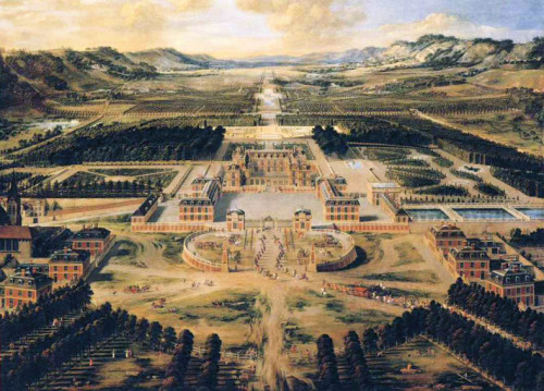 jaded-mandarin:  Pierre Patel :: Bird’s Eye View of the Chateau and Gardens of Versailles 