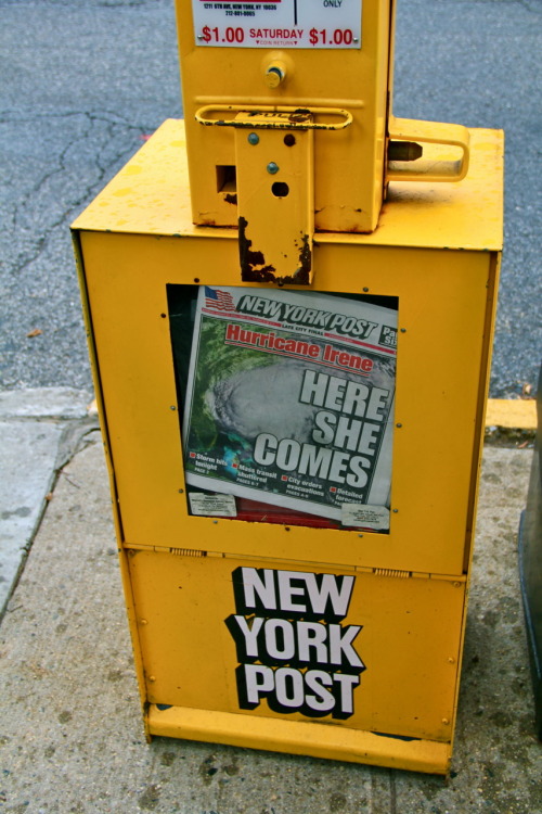 Photo of this morning’s NYPost headline. Taken in Bay Ridge, Brooklyn.
Photo credit: Erin Horan