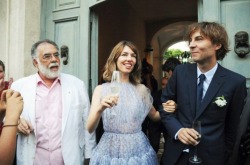 iwanttobeacoppola:   francis, sofia and thomas, at the wedding! classic, beautiful, simple just like sofias movies. 